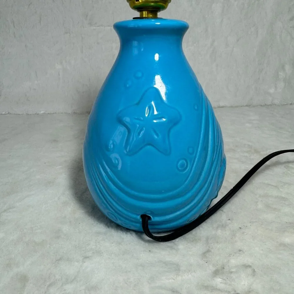 Disney Vintage Little Mermaid Lamp Blue Ceramic 1989 Base only no Shade - Picture 5 of 10